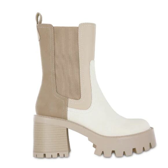 MIA Shoes - Mia Womens Remi Faux Leather Block Heel Mid-Calf Boots size 11M, beige&vory nib